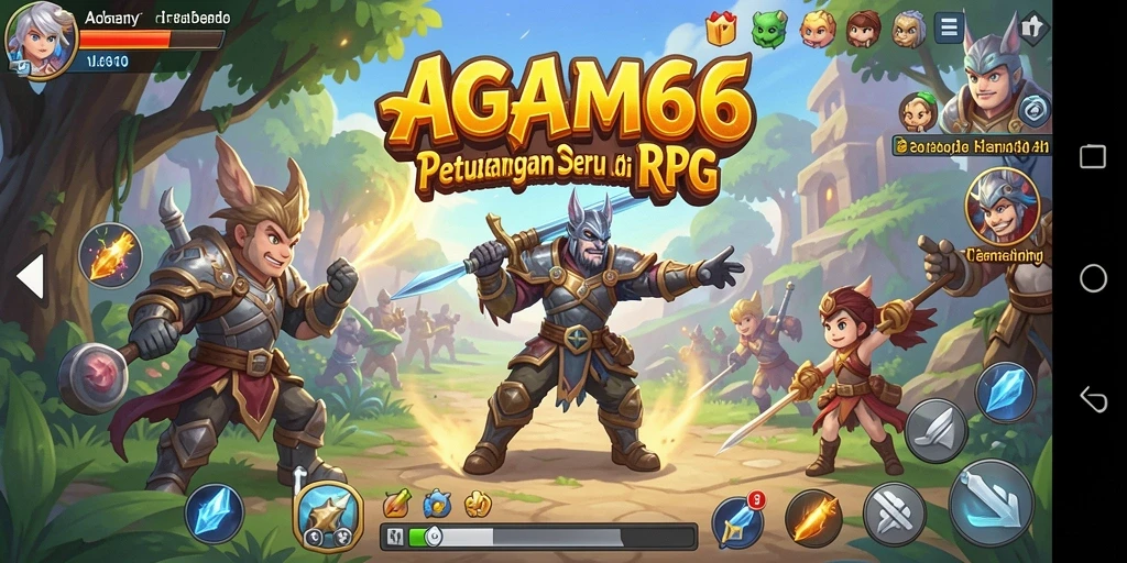 Tampilan mendebarkan dari gameplay RPG AGAM66 saat bertempur melawan musuh.