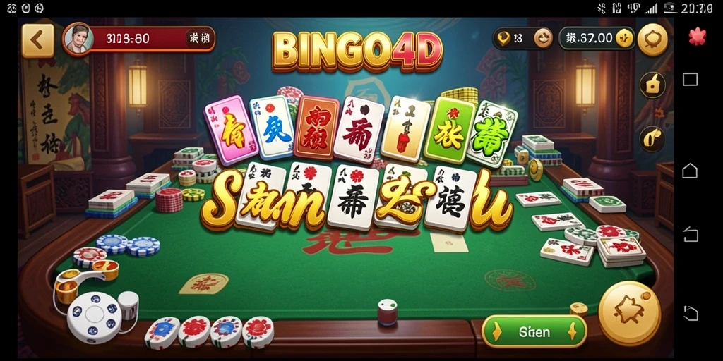 Tampilan gameplay BINGO4D yang menampilkan serunya permainan Mahjong.