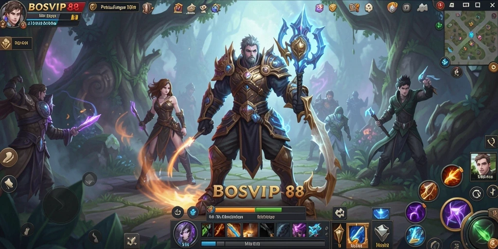 Tangkapan layar utama gameplay BOSVIP88 yang menampilkan aksi seru dalam MMORPG.