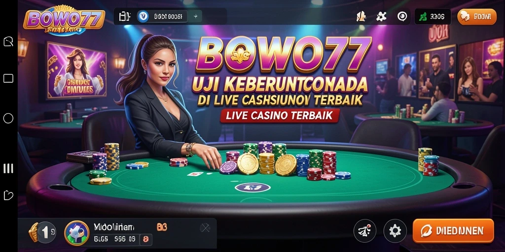Screenshot gameplay Live Casino BOWO77 yang menampilkan dealer langsung.
