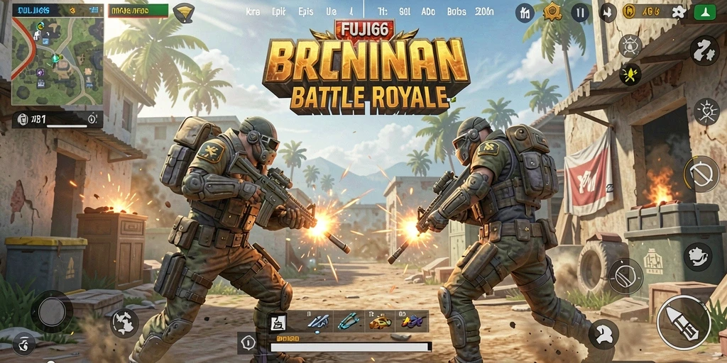 Tangkapan layar gameplay seru di FUJI66 saat bertempur di arena Battle Royale.