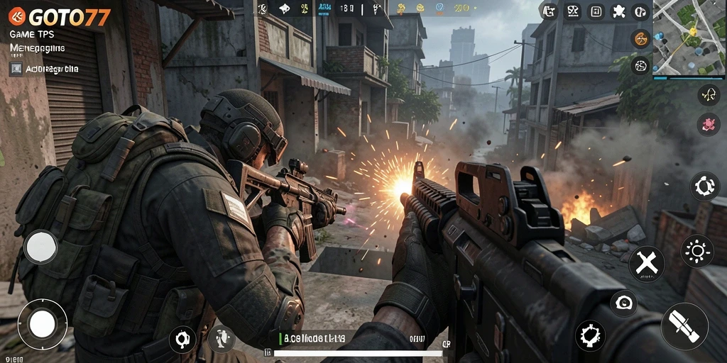 Tampilan gameplay intens GOTO77 di arena pertarungan.