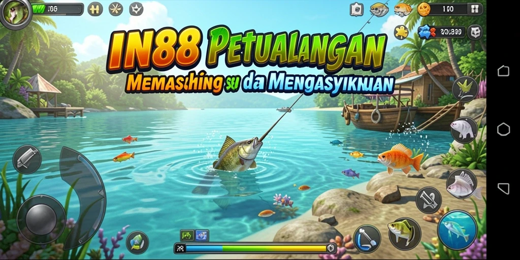 Menampilkan gameplay yang seru dalam permainan memancing IN88.