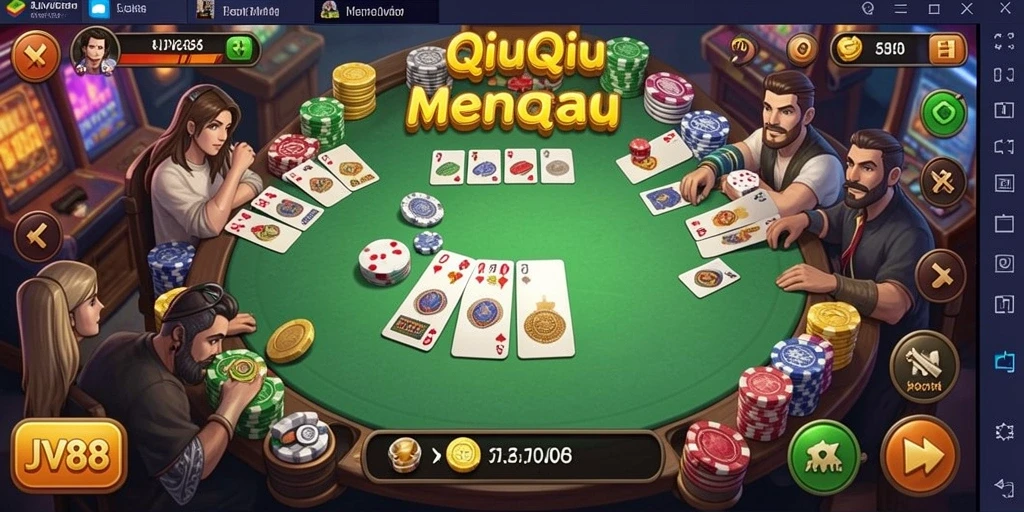 Tampilan gameplay seru QiuQiu di JV88.