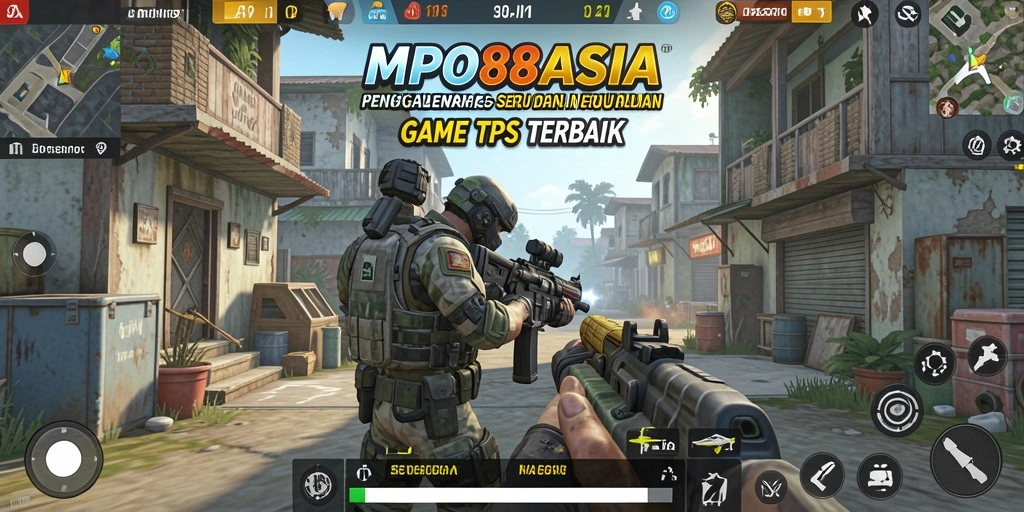Screenshot gameplay MPO88ASIA menampilkan aksi seru dalam pertempuran TPS.
