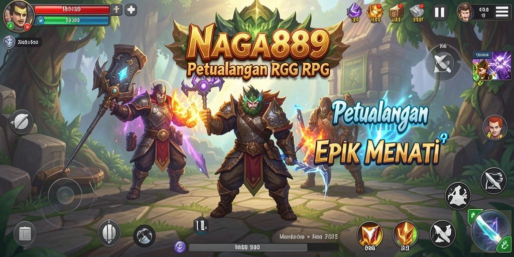 Screenshot NAGA889 menunjukkan aksi pertarungan RPG yang seru.