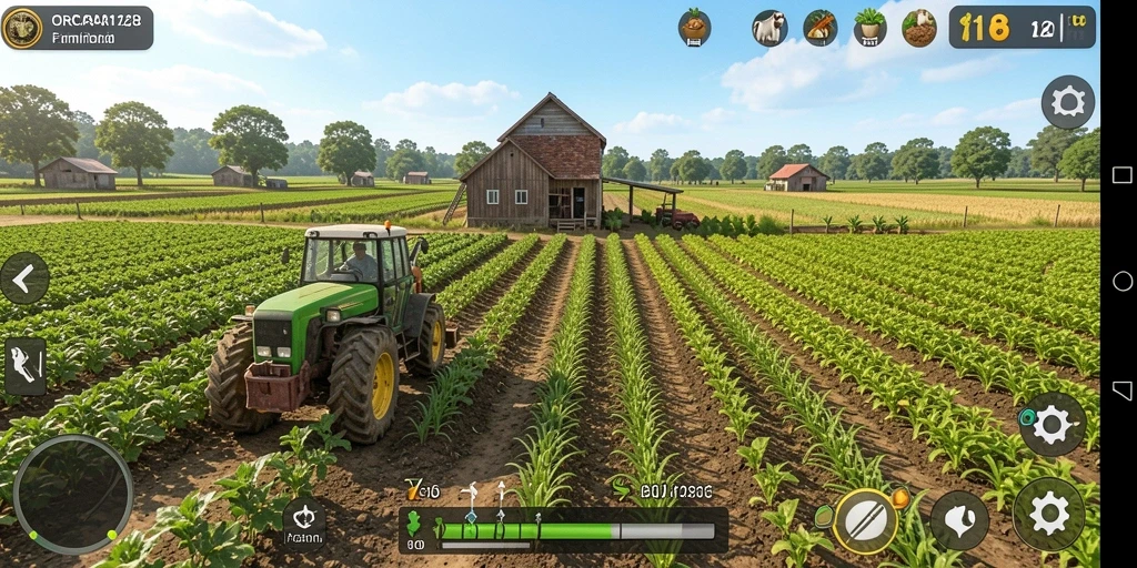 Gameplay menarik dari ORCA128 yang menunjukkan aktivitas bertani.