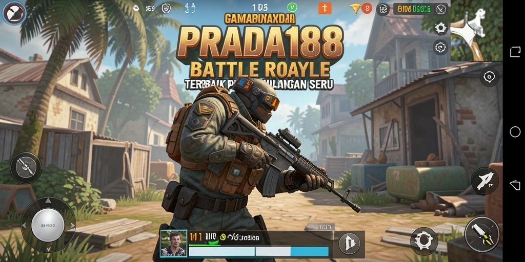 Menampilkan aksi dramatis dari gameplay PRADA188 dalam pertempuran Battle Royale.