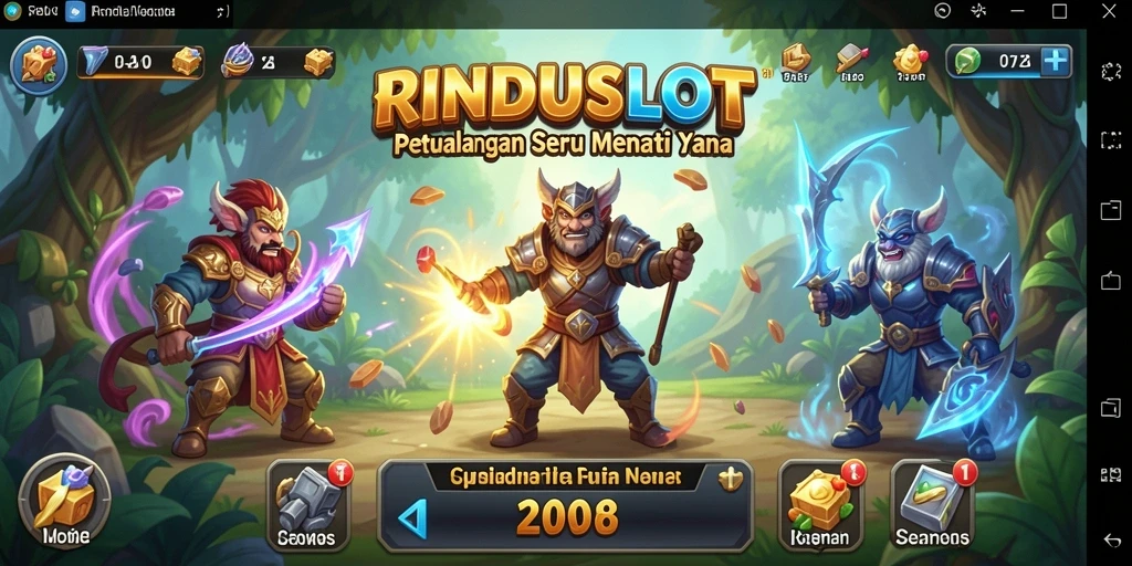 Gameplay RINDUSLOT menampilkan dunia petualangan yang penuh warna.