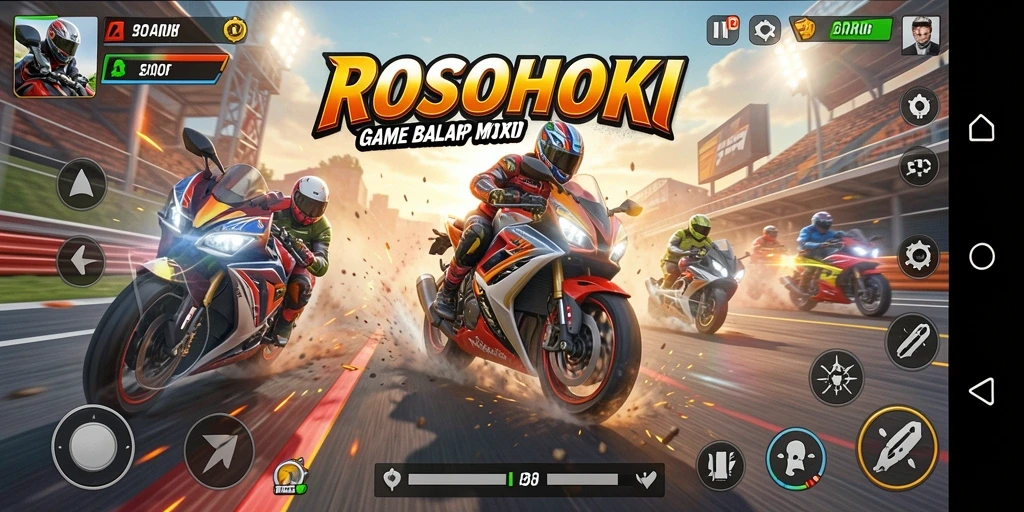 Tampilan gameplay balap motor yang mendebarkan dan penuh aksi.