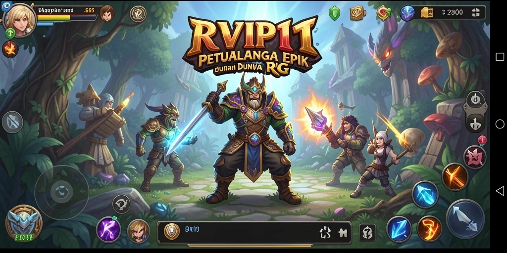 Tangkapan layar gameplay <strong>RVIP1</strong> yang menampilkan pertempuran epik dalam dunia fantasi.